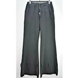 Tov,Los Angeles,Black Elastic Waist Pull-On Ankle-Tie Soft Trousers, Size 40/Med